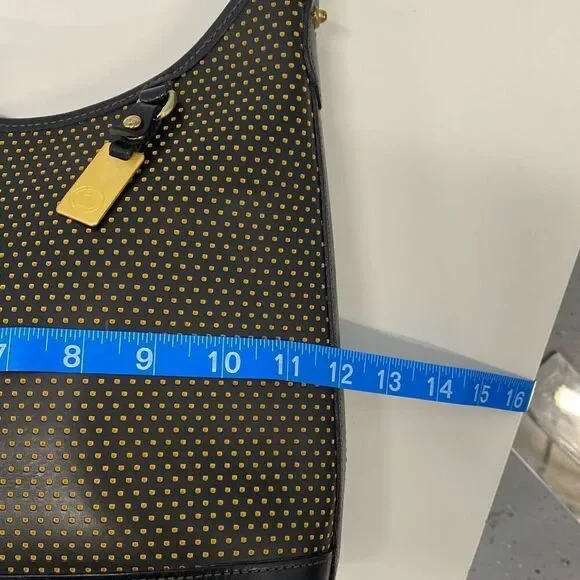 Vintage 90s Dooney and Bourke Cabrio perforated, yellow dot and black shoulder b - Picture 7 of 9